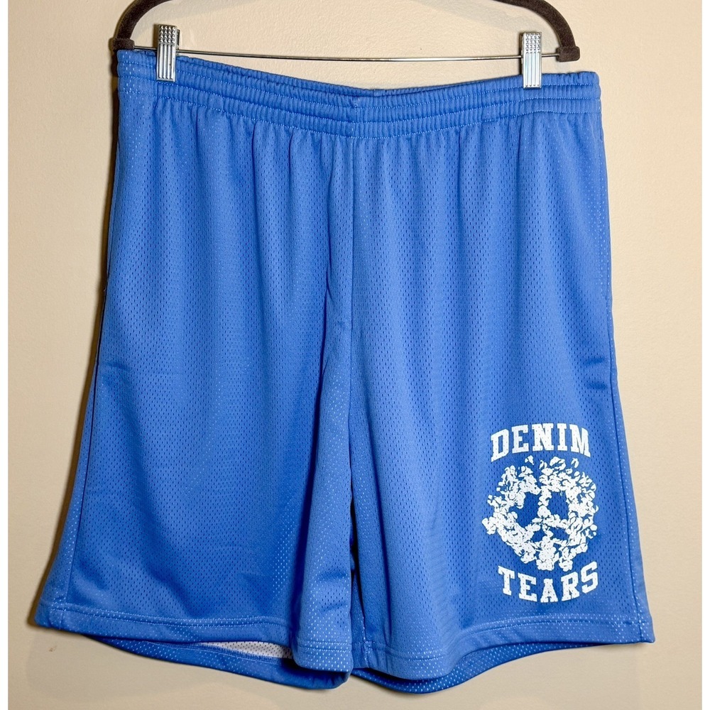 Denim Tears University Blue Mesh Shorts Mens XL SS25BRS1116 Light Blue
